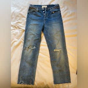 Mother Button Fly Ankle Fray High Waist Jean